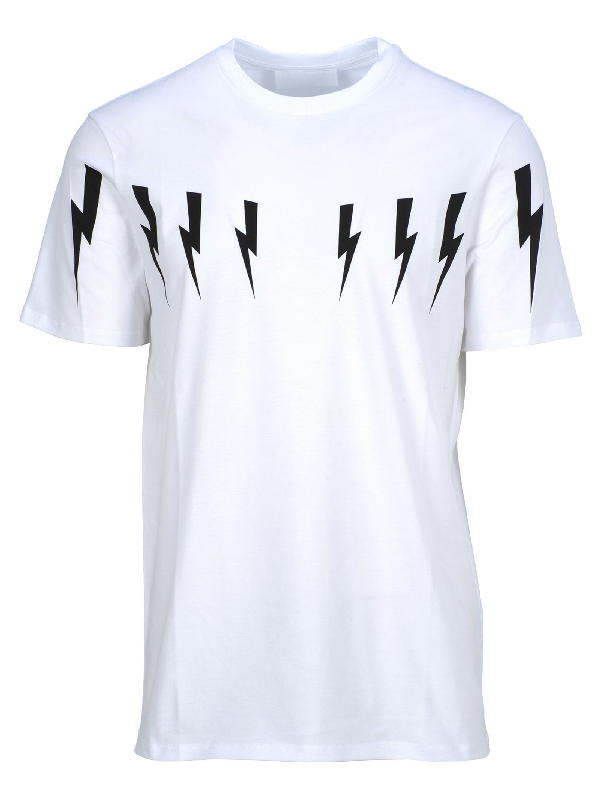 Neil Barrett Thunders Print T-shirt In White | ModeSens