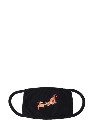 Shop Marcelo Burlon County Of Milan Flame Print Mask In Nero