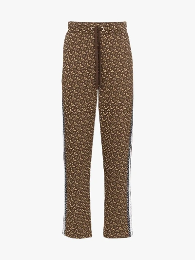 Shop Burberry Marrows Tb Logo Print Track Pants In Brown