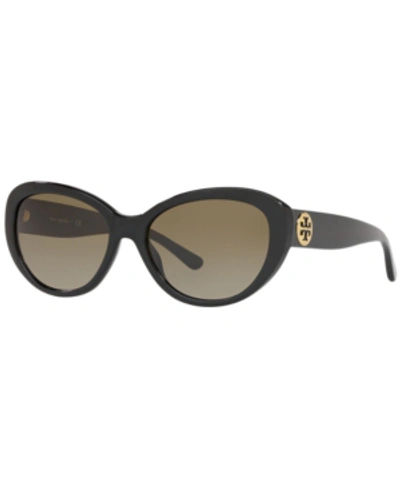 Shop Tory Burch Sunglasses, Ty7136 56 In Black/smoke Gradient