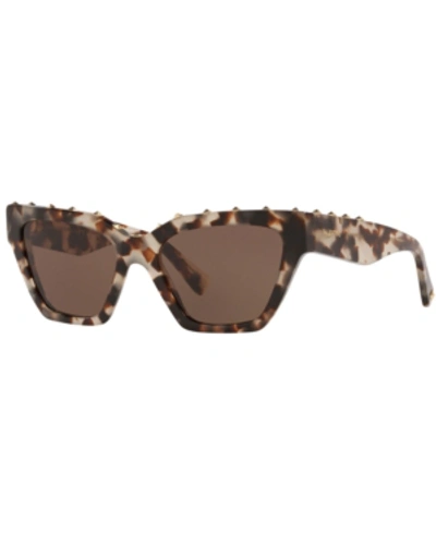 Shop Valentino Sunglasses, Va4046 53 In Brown/beige Tortoise/brown