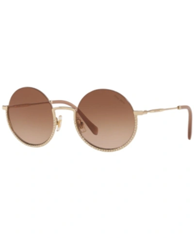 Shop Miu Miu Sunglasses, Mu 69us 52 In Pale Gold/brown Gradient