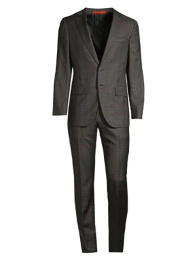 Shop Isaia Sanita Plaid Wool Single-breasted Suit In Grey