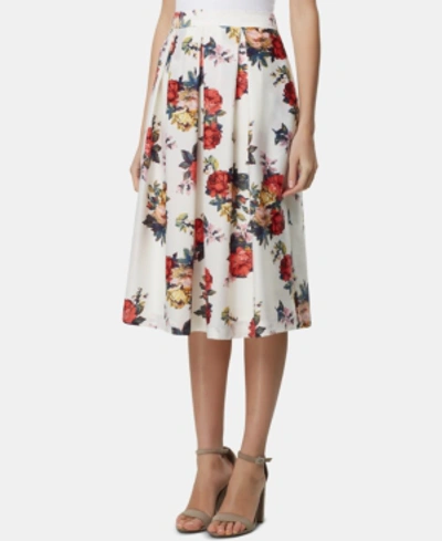 Shop Tahari Asl Floral-print Pleated Skirt In Rose Multi