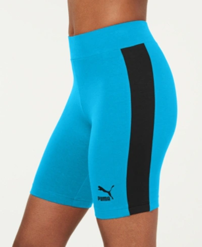 Shop Puma Classics T7 Biker Shorts In Blue