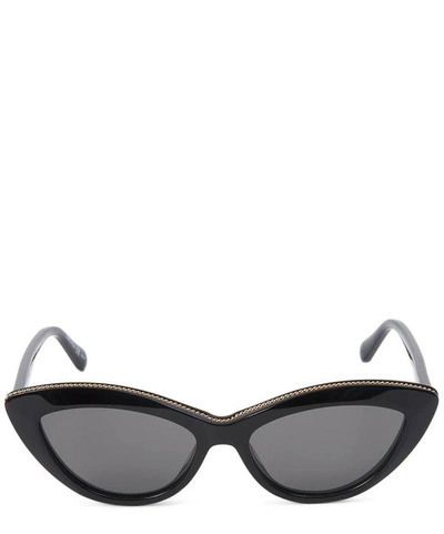 Shop Stella Mccartney Slim Chain Cat-eye Sunglasses In Black