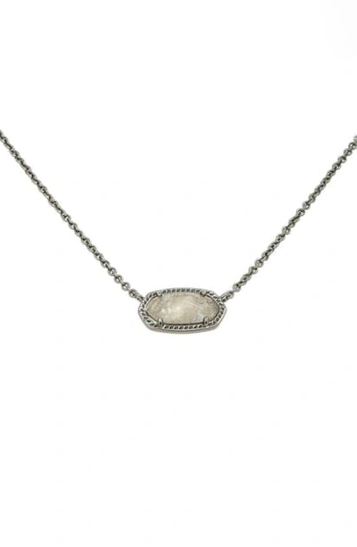 Shop Kendra Scott Elisa Pendant Necklace In Bright Silver/ Black Mop