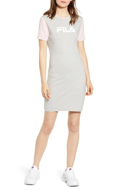 Shop Fila Roslyn T-shirt Minidress In Light Grey Marl/ Pink Chalk