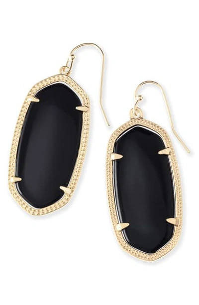 Shop Kendra Scott Elle Filigree Drop Earrings In Black/ Gold