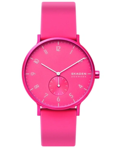 Shop Skagen Aaren Kulor Neon Silicone Strap Watch 41mm In Pink