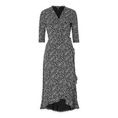 Shop Baukjen Neesha Wrap Dress In Black & White Brush Print