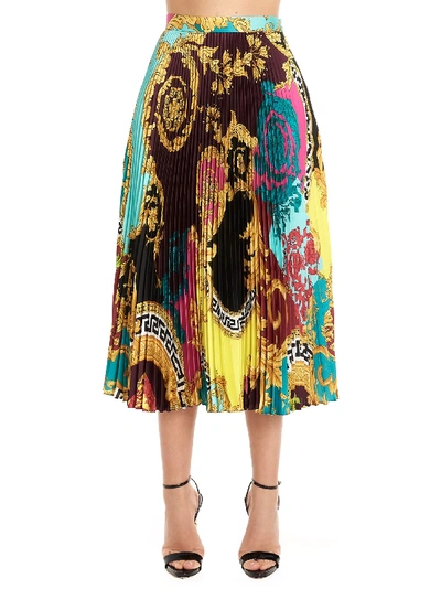 Shop Versace Barocco Voyage Skirt In Multicolor