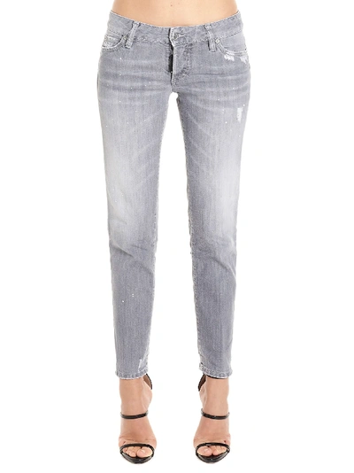 Shop Dsquared2 Jennifer Cropped Jeans In Grey