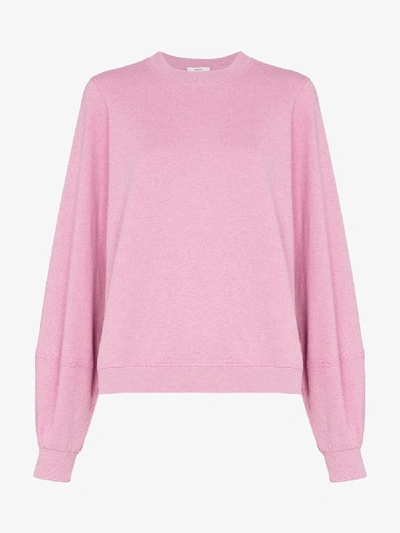 Shop Ganni Balloon Sleeve Cotton Sweatshirt In Pink