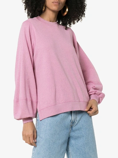 Shop Ganni Balloon Sleeve Cotton Sweatshirt In Pink