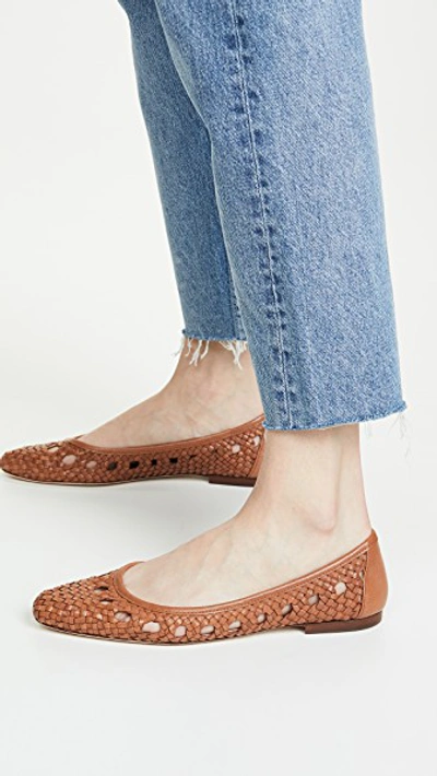 Shop Loeffler Randall Maura Woven Leather Ballet Flats In Timber Brown