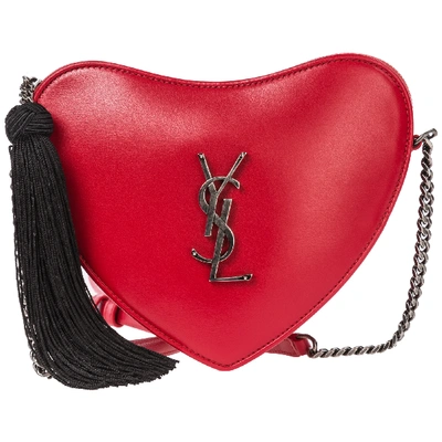 Shop Saint Laurent Women's Leather Cross-body Messenger Shoulder Bag Heart In Red