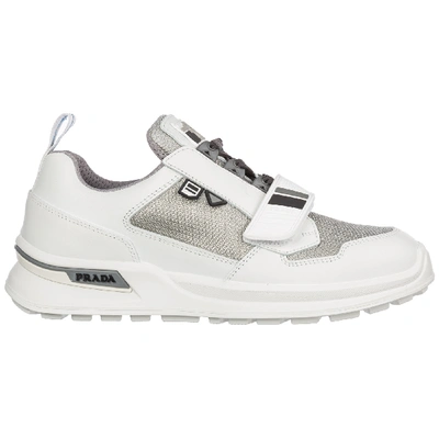 Shop Prada Men's Shoes Leather Trainers Sneakers Wrk In White