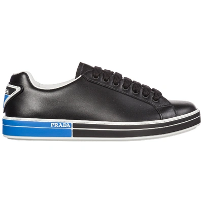 Shop Prada Men's Shoes Leather Trainers Sneakers In Black