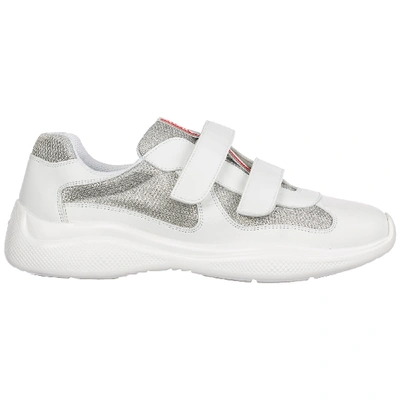 Shop Prada Men's Shoes Leather Trainers Sneakers In White