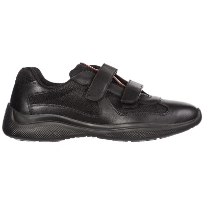 Shop Prada Men's Shoes Leather Trainers Sneakers In Black