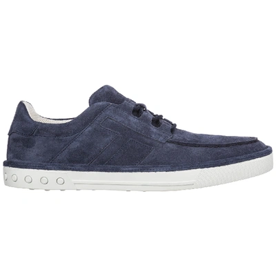 Shop Tod's Men's Shoes Suede Trainers Sneakers In Blue