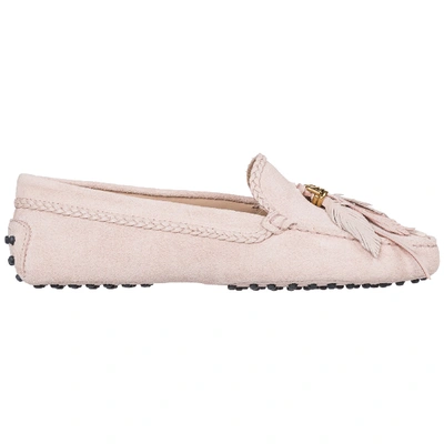 Shop Tod's Women's Suede Loafers Moccasins Gommini In Pink