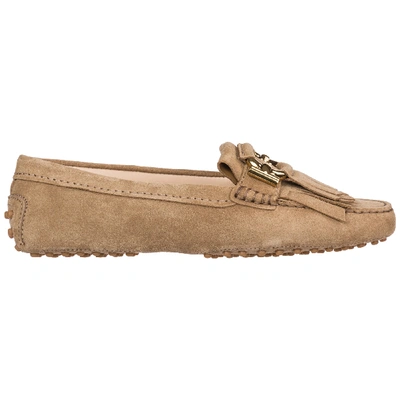 Shop Tod's Women's Suede Loafers Moccasins Gommini In Brown