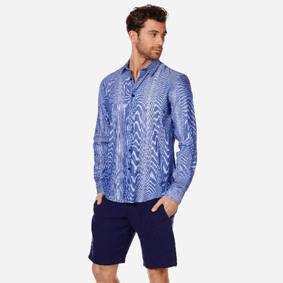Shop Vilebrequin Unisex Linen Cotton Shirt Multi Rayures In Blue