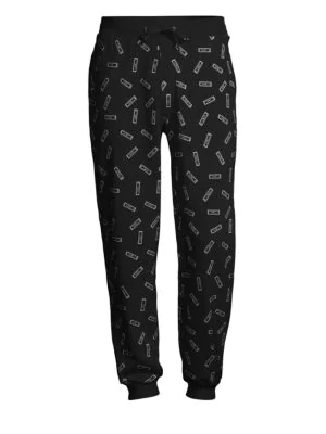 Moschino Tag Cotton Joggers In Black Multi | ModeSens