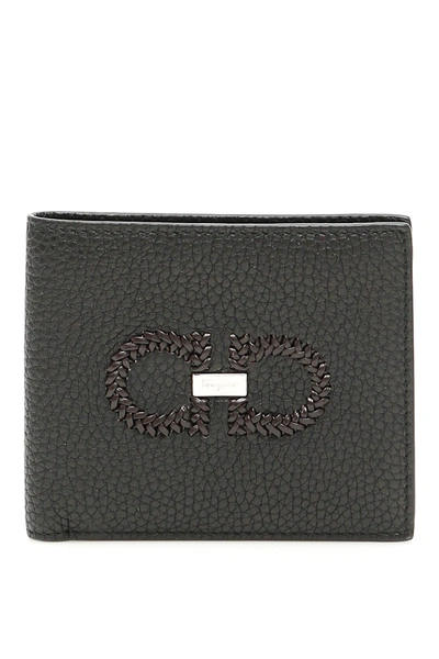 Shop Ferragamo Bifold Gancini Wallet In Black Brown (black)