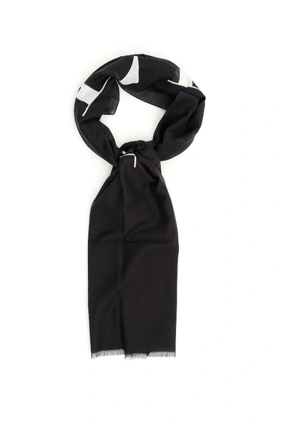 Shop Valentino Vltn Scarf In Nero Bianco (black)