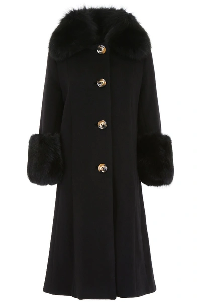 Shop Saks Potts Yvonne Coat With Fur In Black (black)