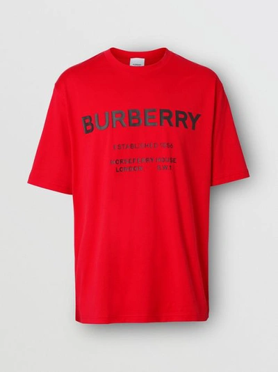 Shop Burberry Horseferry Print Cotton T-shirt In Bright Red