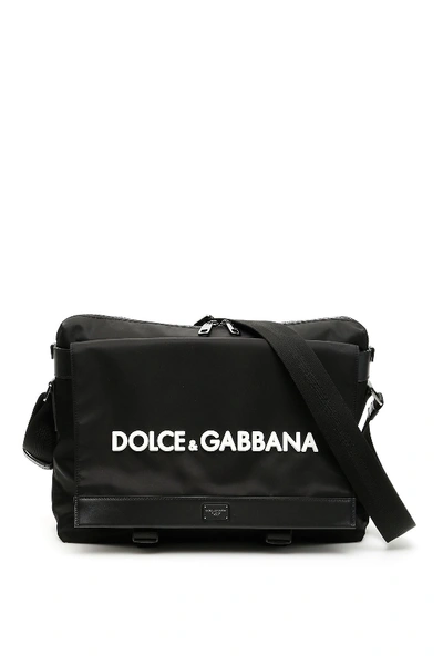 Shop Dolce & Gabbana Logo Messenger Bag In Nero Bianco (black)