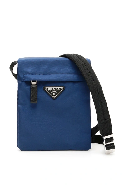 Shop Prada Double Messenger Bag In Royal (blue)