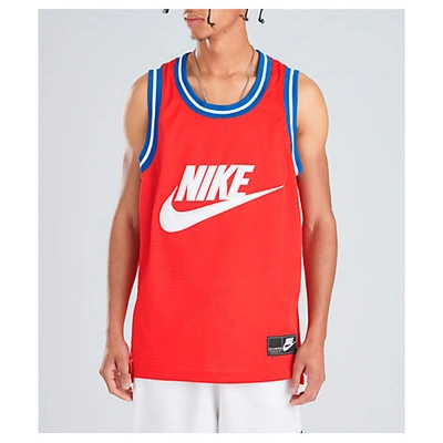 Shop Nike Men's Sportswear Statement Mesh Jersey Tank Top In Red