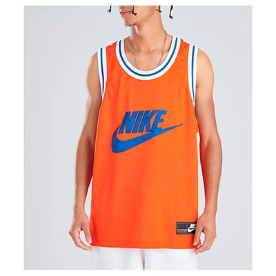 Shop Nike Men's Sportswear Statement Mesh Jersey Tank Top In Orange