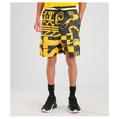 Shop Nike Men's Sportswear Allover Print Shorts In Yellow