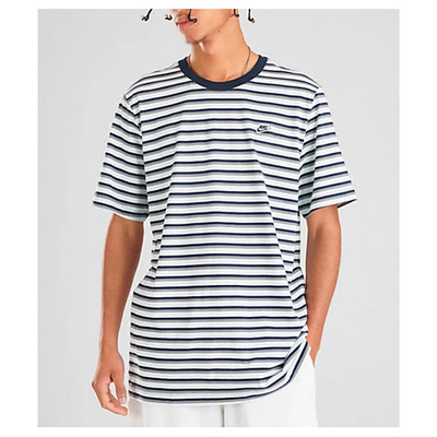 Shop Nike Men's Sportswear Stripe Futura T-shirt In Grey Size Large 100% Cotton