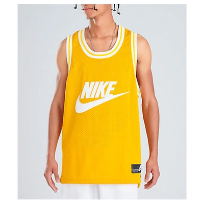 Shop Nike Men's Sportswear Statement Mesh Jersey Tank Top In Yellow
