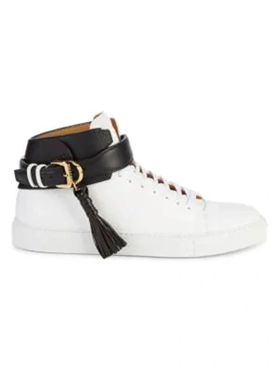 Shop Buscemi Logo Leather High-top Sneakers In White