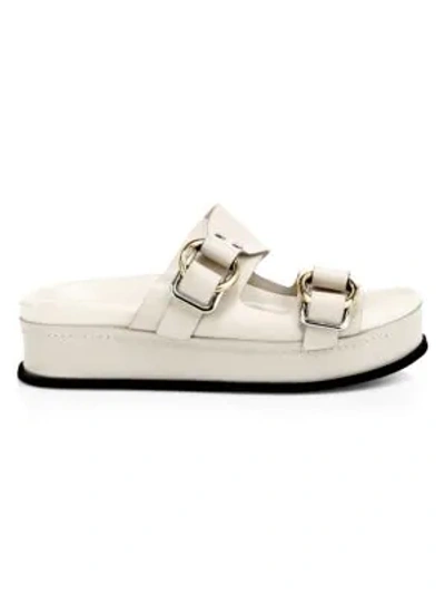 Shop 3.1 Phillip Lim Women's Freida Buckle Leather Flatform Sandals In Pale Grey