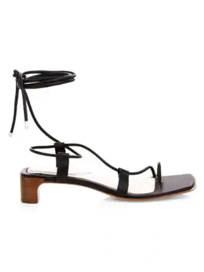 Shop Rag & Bone Cindy Ankle-wrap Leather Toe-ring Sandals In Black