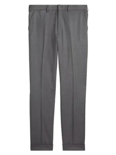 Shop Ralph Lauren Greg Flat-front Wool Pants In Grey