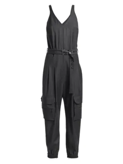 Shop Brunello Cucinelli Grisaille Wool Cargo Jumpsuit In Charcoal