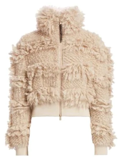 Shop Brunello Cucinelli Textured Mohair-blend Bomber Jacket In Sand