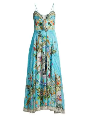 camilla tie front maxi dress