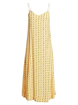 ganni yellow slip dress
