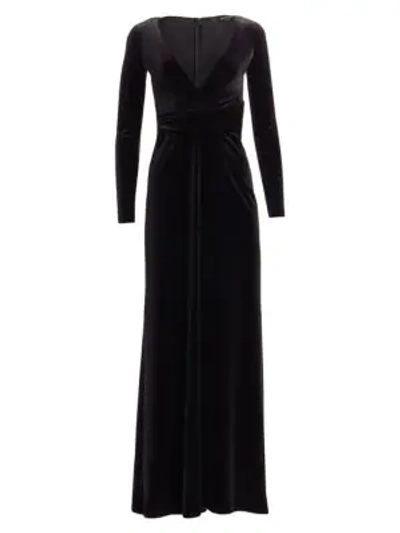 Shop Emporio Armani Plunge Neck Velvet Gown In Black